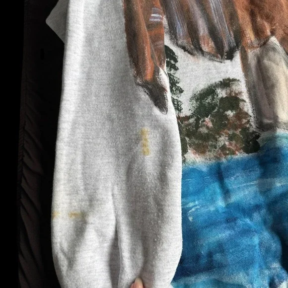Vintage Bald Eagle Sweatshirt Mens 3XL Gray Jerzees Hand Painted USA 90s - Picture 8 of 8